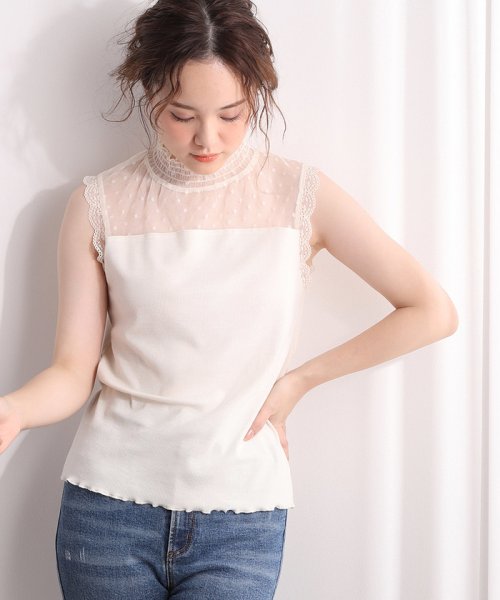 セール ドットチュール切替テレコタンクトップ ビス Vis D Fashion セール ドットチュール切替テレコタンクトップ ビス Vis D Fashion