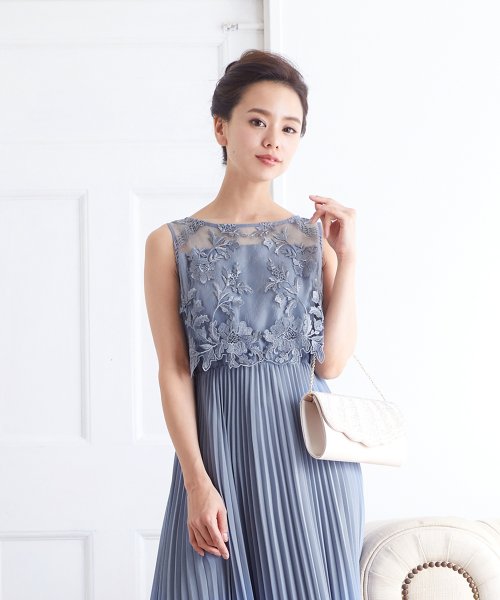 ロング丈ノースリーブレースプリーツワンピースドレス ヴィータフェリーチェ Vitafelice D Fashion