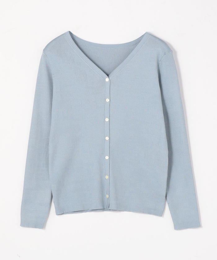 クーポン】【セール 40%OFF】シルクポリエステルリブ Vネック