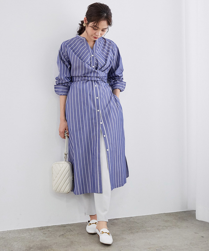 【良品】ブルックスブラザーズ ストライプ 2way シャツ ワンピース マイクロストライプ ドレスシャツ Regular Fit