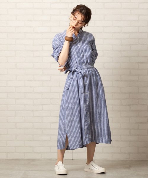 セール 50 Off フレンチリネンストライプバンドカラーシャツワンピース コーエン Coen D Fashion セール 50 Off フレンチリネンストライプバンドカラーシャツワンピース コーエン Coen D Fashion