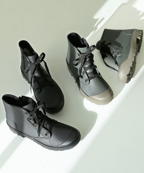 レースアップミドルレインシューズ オシャレウォーカー Osharewalker D Fashion