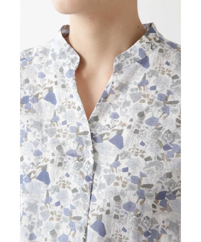 HUMANWOMANリバティ花柄ロングシャツワンピース レディース
