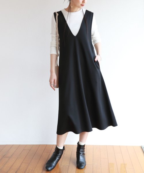 セール ポンチvネックフレアワンピース ジャンパースカート アンドミー And Me D Fashion