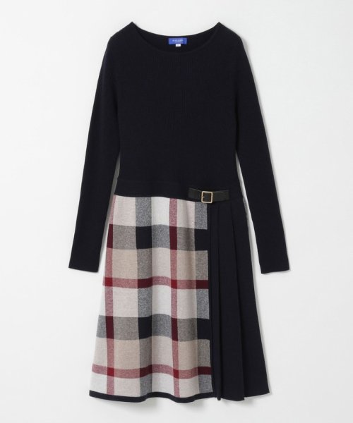 セール クレストブリッジチェックジャガードニットワンピース Blue Label Crestbridge Blue Label Crestbridge D Fashion