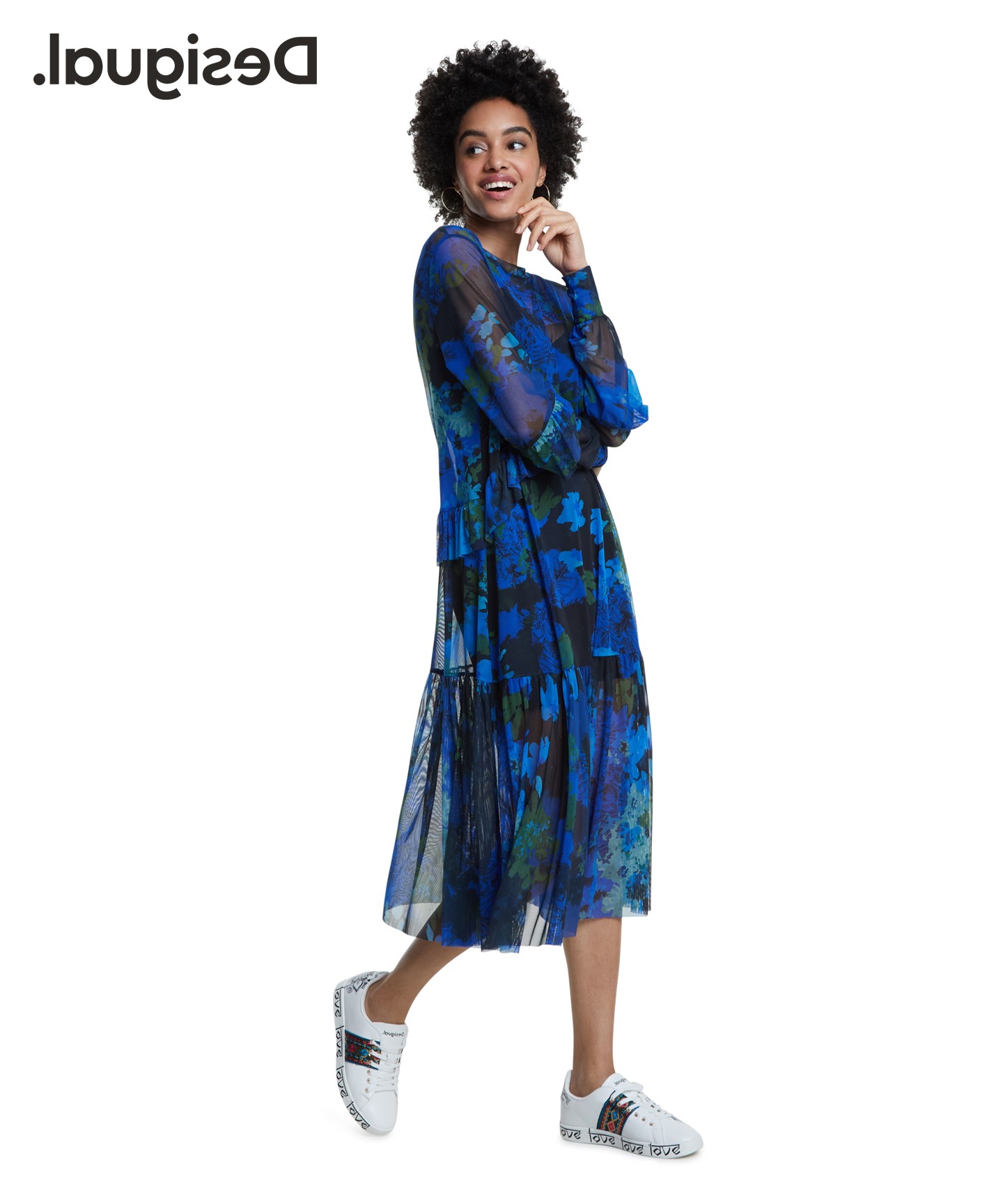 デシグアル Desigual ワンピース長袖 OLIMPIA （グレー/ブラック