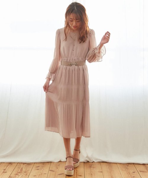 セール 美人百花4月号掲載 プリーツベルト付きワンピース ミッシュマッシュ Misch Masch D Fashion