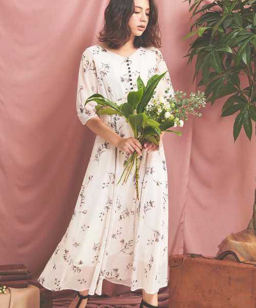 セール 美人百花 Andgirl Non No5月号掲載 モノトーンフラワーワンピース ノエラ Noela D Fashion