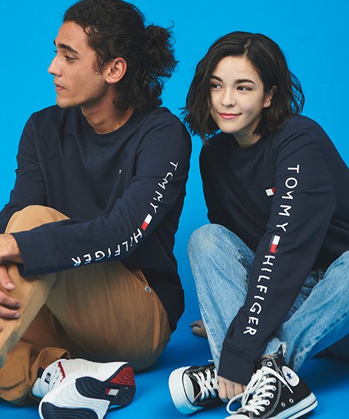 オンライン限定 フレンチテリー ロゴ ロングスリーブスウェット 長袖 Tシャツ トミーヒルフィガー Tommy Hilfiger D Fashion