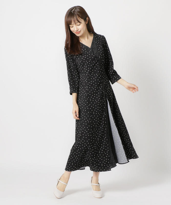 ミッシュマッシュ★M ワンピース　水玉　新品未使用 セール】ミッシュマッシュ MISCH MASCH ドット柄レイヤード風