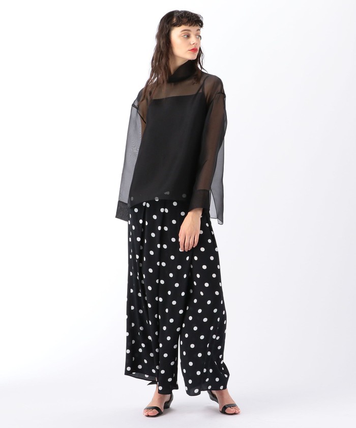 ブラウス シャツ オーガンジーハイネックブラウス レディース セール 40%OFF】シルクオーガンジー ハイネックブラウス
