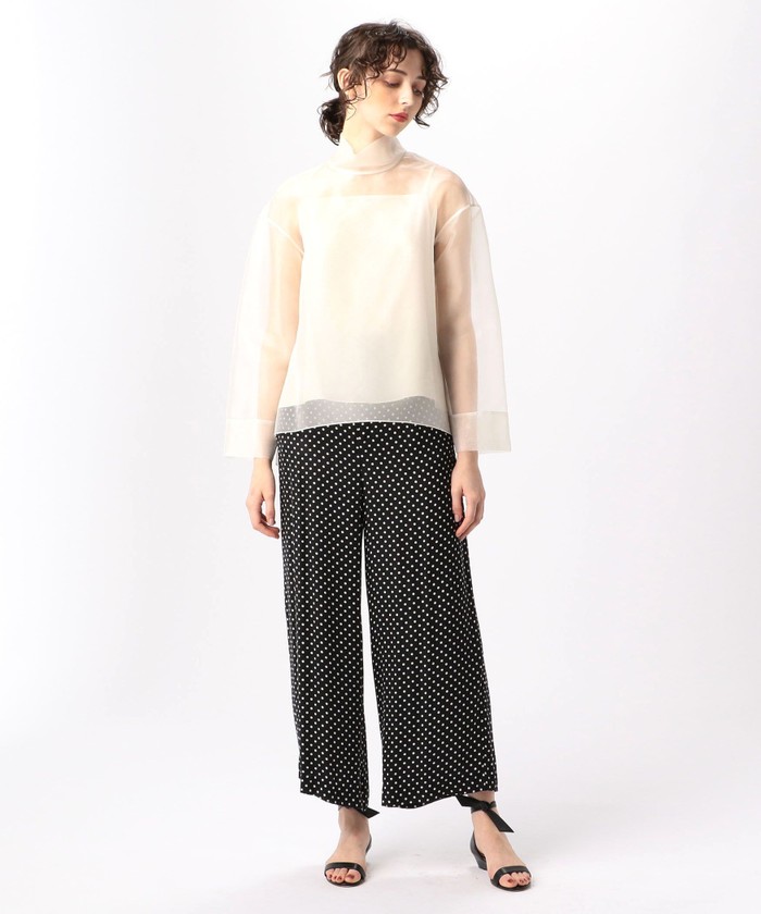 ブラウス シャツ オーガンジーハイネックブラウス レディース セール 40%OFF】シルクオーガンジー ハイネックブラウス