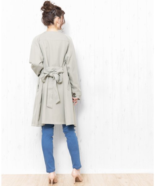 セール レディース アウター ノーカラー トレンチコート コート リボンベルト ミリアンデニ Mili An Deni D Fashion セール レディース アウター ノーカラー トレンチコート コート リボンベルト ミリアンデニ Mili An Deni D Fashion