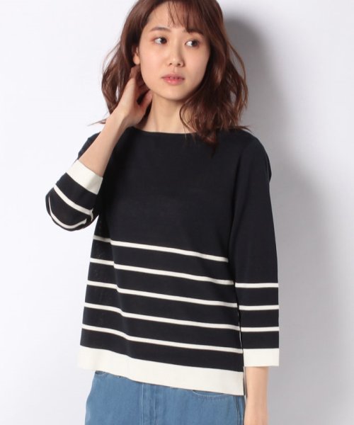 セール パネルボーダーニット レリアン Leilian D Fashion