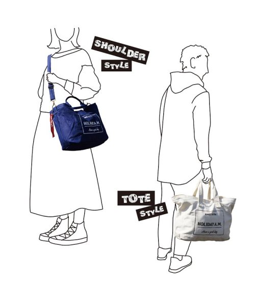 セール バッグ トート ショルダー 2way メンズ レディース 大きいサイズ フタ付き 布 帆布 Holidaya M ホリデーエーエム Holiday A M D Fashion