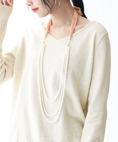 セール シフォンリボン 3連パールネックレス オシャレウォーカー Osharewalker D Fashion セール シフォンリボン 3連パールネックレス オシャレウォーカー Osharewalker D Fashion