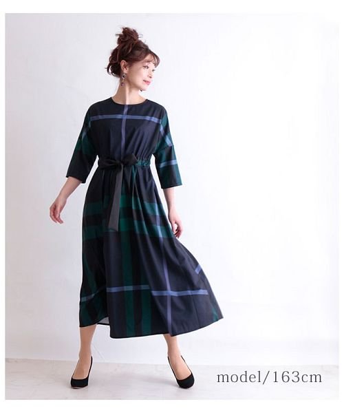 ウエストリボンのチェックワンピース サワアラモード Sawa A La Mode D Fashion
