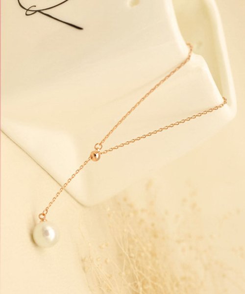 ネックレス 1粒パール Y字 ループネックレス ピンクゴールド シルバー アクセサリー 結婚式 ショッピングゴー Shoppinggo D Fashion