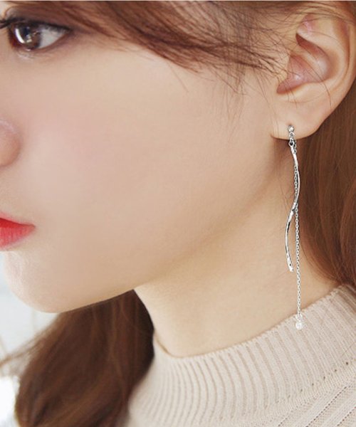 セール ピアス ロングピアス 2way 揺れる キラキラ アクセサリー 大人 お洒落 輝く ネークチェーン 小顔効果 ショッピングゴー Shoppinggo D Fashion