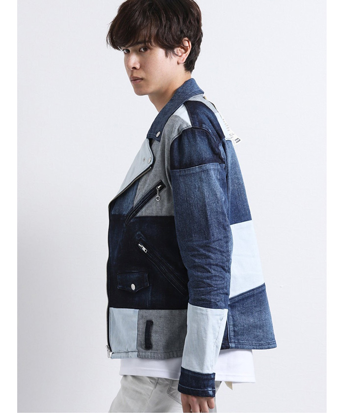 MADE IN JAPAN デニム切替ダブルライダース(503050831 MADE IN JAPAN デニム切替ダブルライダース(503050831