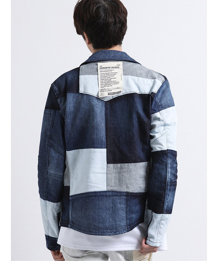 MADE IN JAPAN デニム切替ダブルライダース(503050831 MADE IN JAPAN デニム切替ダブルライダース(503050831