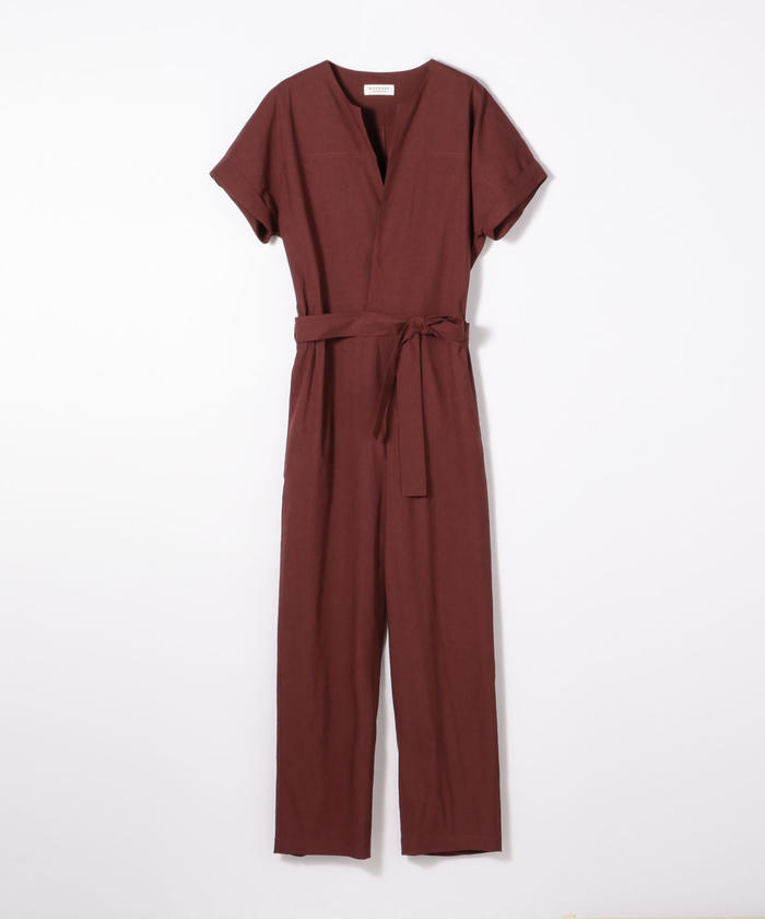 MACPHEE リネンレーヨンストレッチベルテッドジャンプスーツ サイズ36 MACPHEE - MACPHEE リネンレーヨンストレッチベルテッドジャンプ