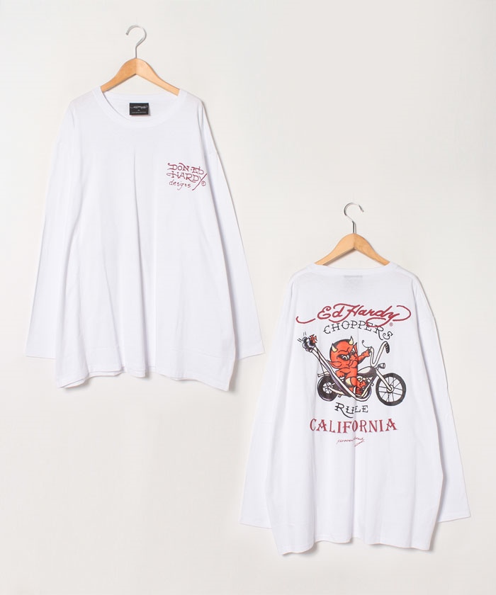 Ed Hardy】エドハーディー 大きいサイズ デビル バイク 長袖T