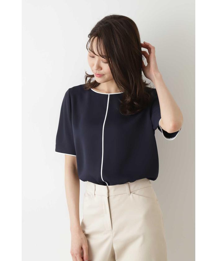 ふくななオーダーページ•*¨*•.¸¸♬ セール 20%OFF】バイカラーブラウス半袖◇(503067007
