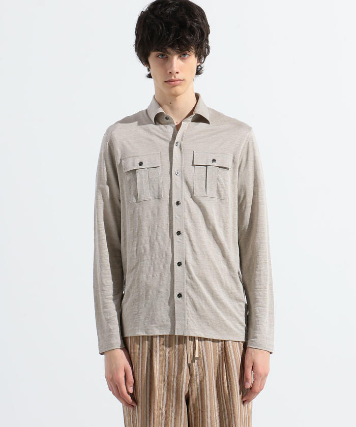 セール 50%OFF】リネンジャージー サファリシャツ Safilin