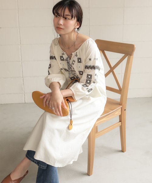 セール Web限定 ブロック模様クロスステッチ刺繍ワンピース ブージュルード Bou Jeloud のワンピース通販 D Fashion