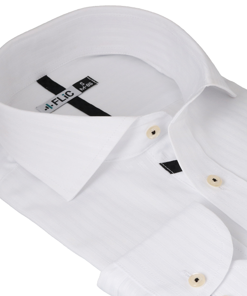 ワイシャツ メンズ ホリゾンタル ワイド 長袖 形態安定 シャツ ドレス 