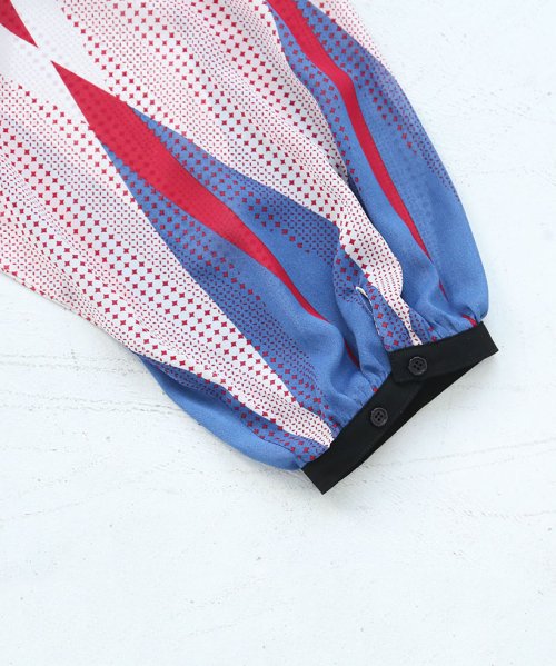 Norレトロ柄プリントデザインブラウス オシャレウォーカー Osharewalker D Fashion