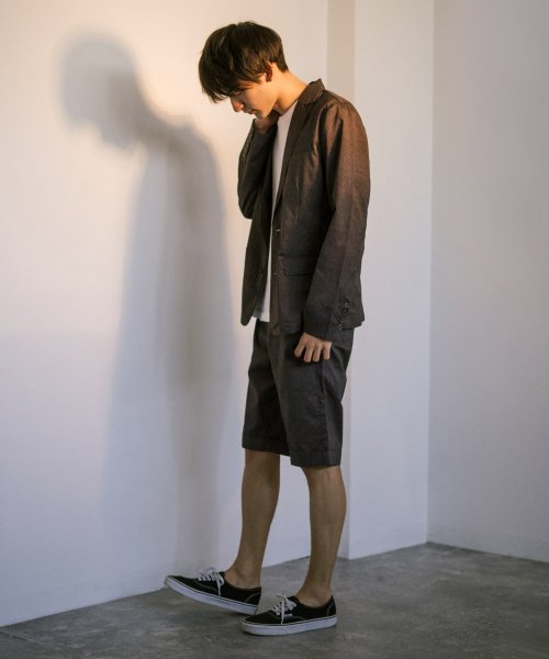 セットアップ メンズ テーラードジャケット 春秋 ハーフパンツ 膝上 ショートパンツ 上下セット スーツ カジュアル ストレッチ 2点セット シンプル Set ロッキーモンロー Rocky Monroe D Fashion