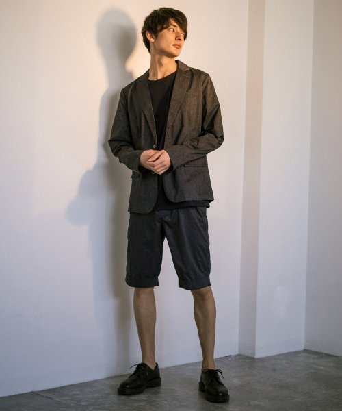 セットアップ メンズ テーラードジャケット 春秋 ハーフパンツ 膝上 ショートパンツ 上下セット スーツ カジュアル ストレッチ 2点セット シンプル Set ロッキーモンロー Rocky Monroe D Fashion