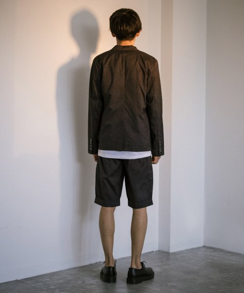 セットアップ メンズ テーラードジャケット 春秋 ハーフパンツ 膝上 ショートパンツ 上下セット スーツ カジュアル ストレッチ 2点セット シンプル Set ロッキーモンロー Rocky Monroe D Fashion