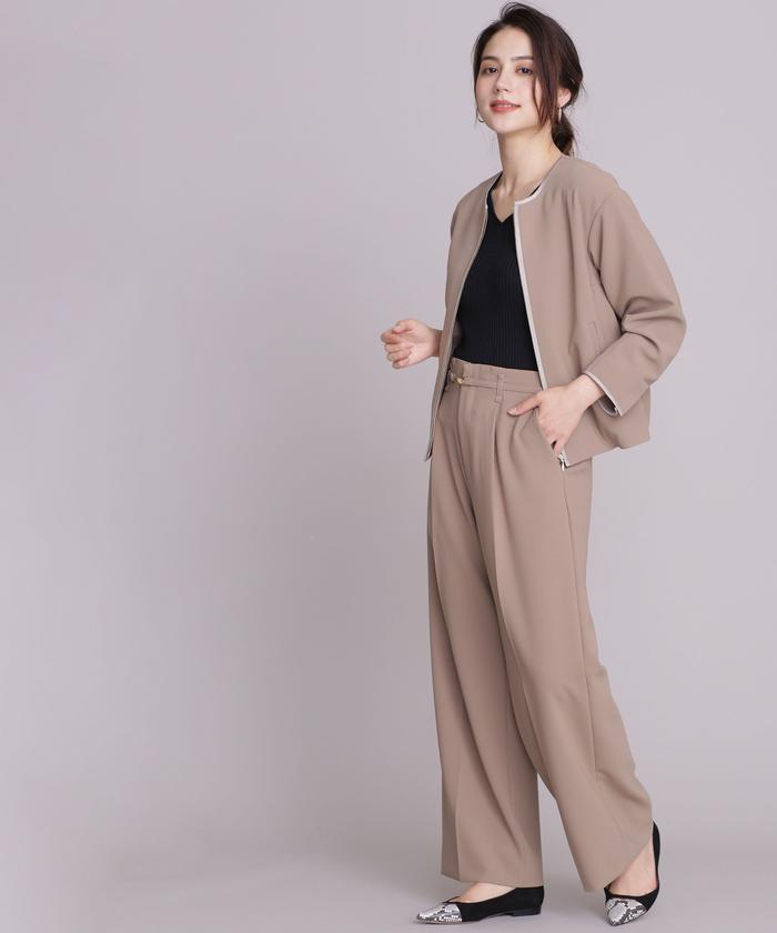 【コンビニ受取対応商品】 セール 50%OFF】Aperi/ダブルクロスノーカラーブルゾン ジャケット・アウター