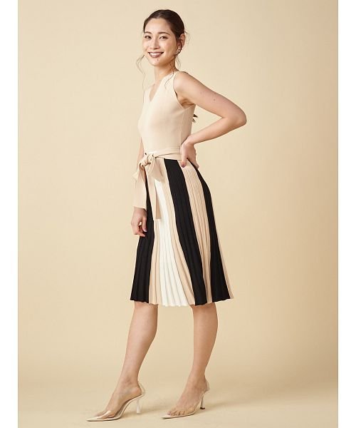 セール 配色ニットフレアノースリーブワンピース ロイヤルパーティー Royal Party D Fashion セール 配色ニットフレアノースリーブワンピース ロイヤルパーティー Royal Party D Fashion