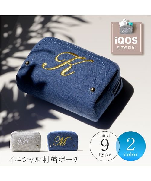 ポーチ イニシャル 刺繍 シンプル イニシャルポーチ かわいい アイコスケース おしゃれ 小物入れ エクレボ Exrevo D Fashion