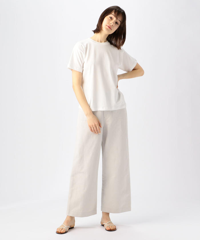 セール 30%OFF】コットンリネンツイル セミワイドマリンパンツ
