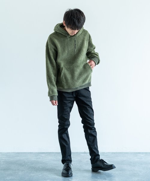 クーポン パーカー メンズ ボア 保温 暖かい 防寒 ゆったり ビッグシルエット 大きめ フード付 長袖 無地 シンプル カジュアル 8439 ロッキーモンロー Rocky Monroe D Fashion