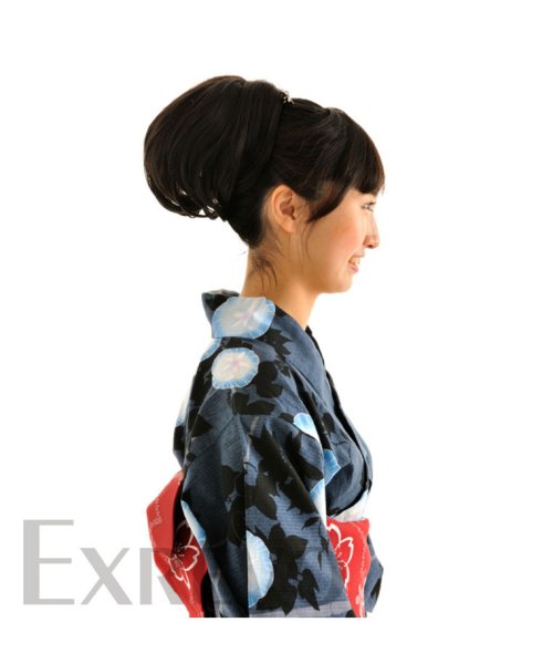 ウィッグ ポニーテール お団子にかぶせるだけ 簡単ウィッグ 和装 つけ毛 お団子 着物 髪型 姫盛 ウィッグ ワンカール シニヨン 和装 ウィック つけ エクレボ Exrevo D Fashion