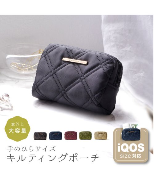 キルティング ポーチ 刺繍 キルト キルティング カジュアル シンプル ミニポーチ かわいい 女性用 小さめ おしゃれ プレート 軽い 上品 アイコスケース エクレボ Exrevo D Fashion
