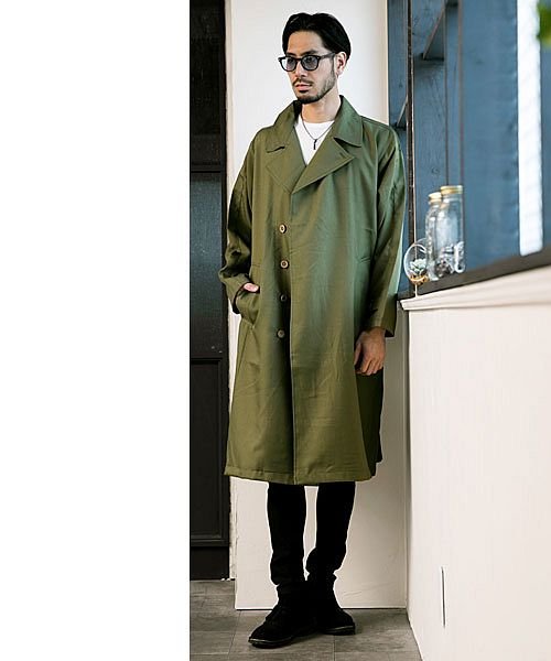 セール トレンチコートメンズオーバーサイズビッグシルエットワイドシルエットドロップショルダー マエストーソ Maestoso D Fashion