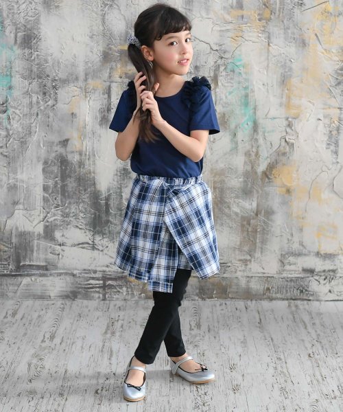 セール チェックシャツ腰巻き風スカッツ 子供服bee 子供服bee D Fashion