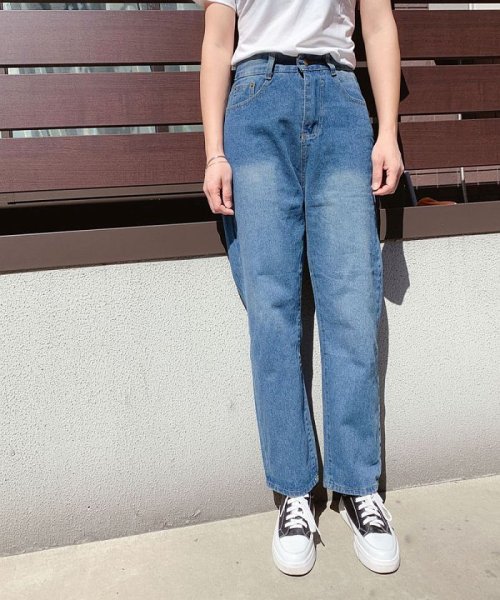 セール デニムパンツ レディース ハイウエスト ワイドパンツ ストレートパンツ ジーンズ ゆったり ショッピングゴー Shoppinggo D Fashion