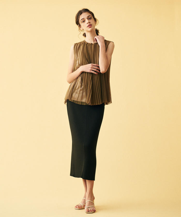 セール 40%OFF】シャンブレーチュールアシンメトリープリーツ