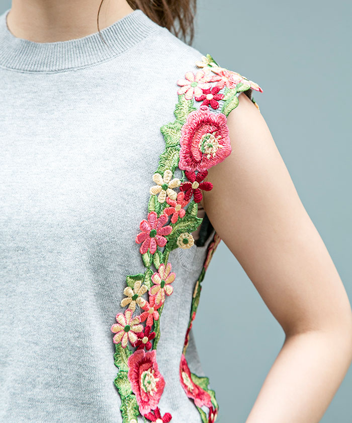 楽天市場】花柄 刺繍 レース ノースリーブ タンクトップ