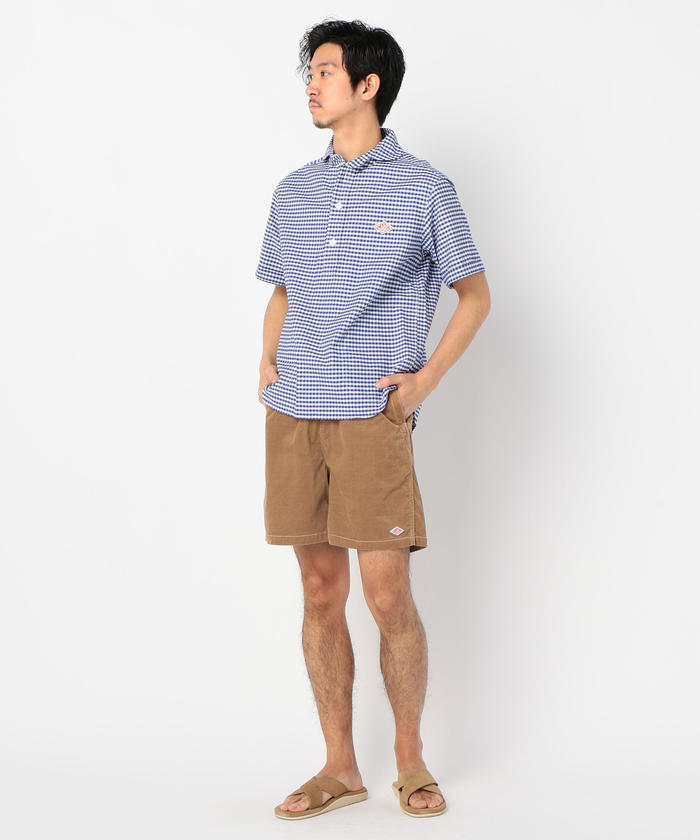 DANTON 半袖チェックシャツ 38サイズ DANTON/ダントン】 丸襟OX半袖 チェック/ストライプ シャツ #JD