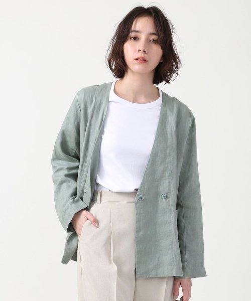セール フレンチリネンノーカラージャケット コーエン Coen D Fashion