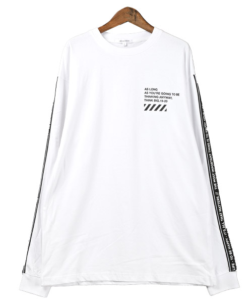 Drake's ホワイト 長袖シャツ 15-38 ラグスタイル LUXSTYLE 袖テープロングTシャツ/ロンT メンズ